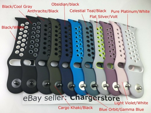 NOWY Oryginalny zegarek Apple Watch Nike Sport Band 44MM 45MM 46MM Chlor Niebieski/Zielony Glow - Zdjęcie 8 z 16