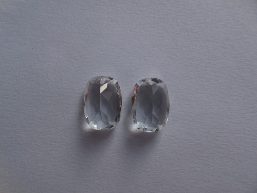 2 Ps Hydro Clear Quartz Faceted Front to Back Drilled Cushion Cut Beads 10x14MM - Picture 4 of 4