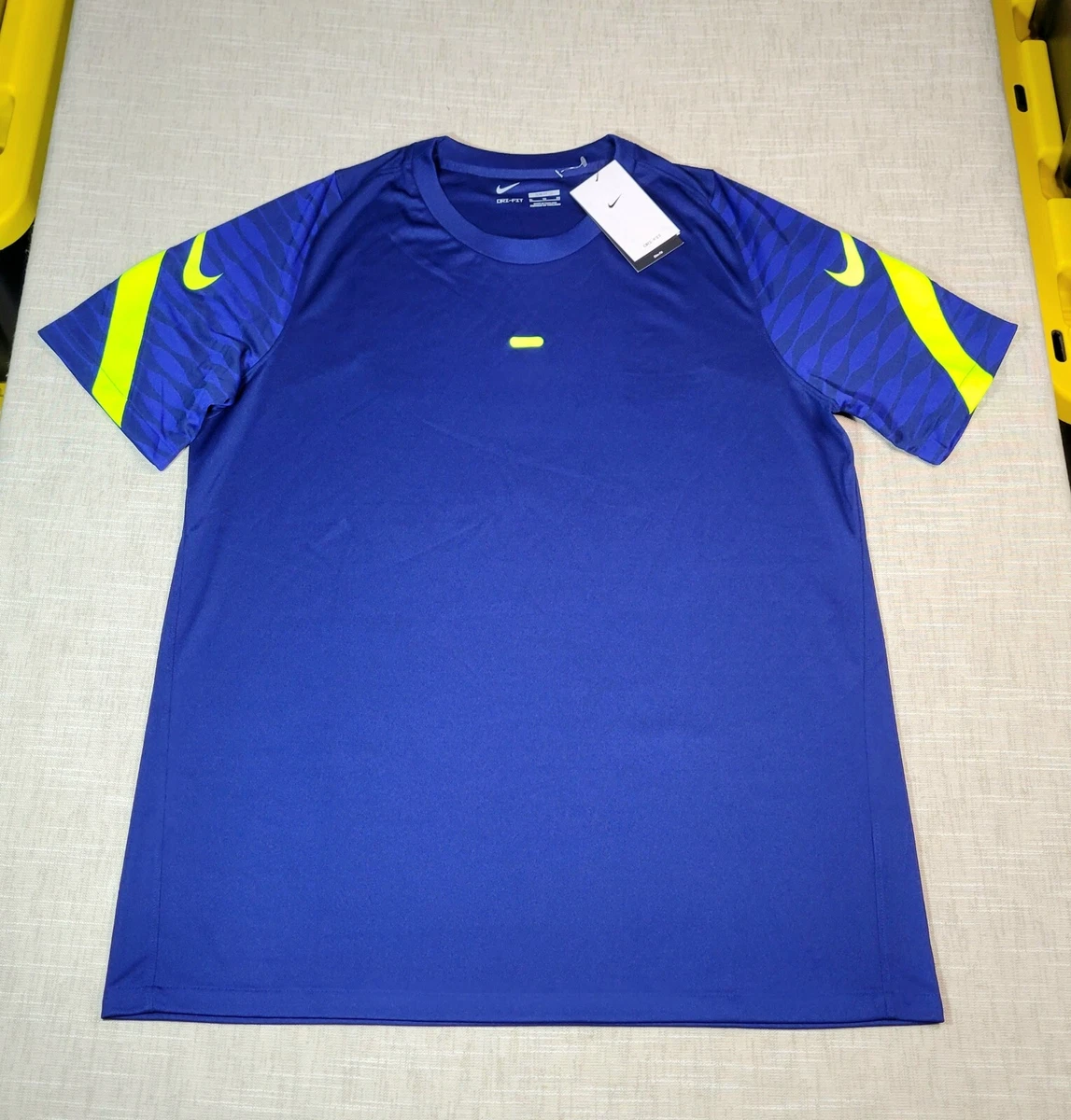 NIKE Strike Soccer Jersey XL Mens Blue Volt Green Slim Fit
