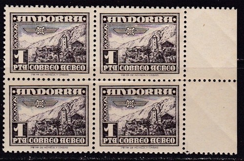 España 1951 - Andorra - Edifil 59 - Paisaje - Bloque 4 - MNH - Valor Cat 128 €