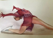 ice skater painting in red