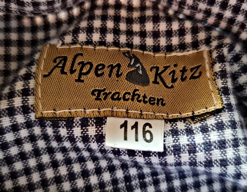 SHIRT VINTAGE ALPEN KITZ TIROLEAN FOLKLORE ART PLAID BOYS DRESS SIZE:US6/7/EU116 - Picture 6 of 7