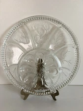 Vintage Clear Glass Deviled Egg Vegetable Relish Dish Serving Tray Tree Of Life