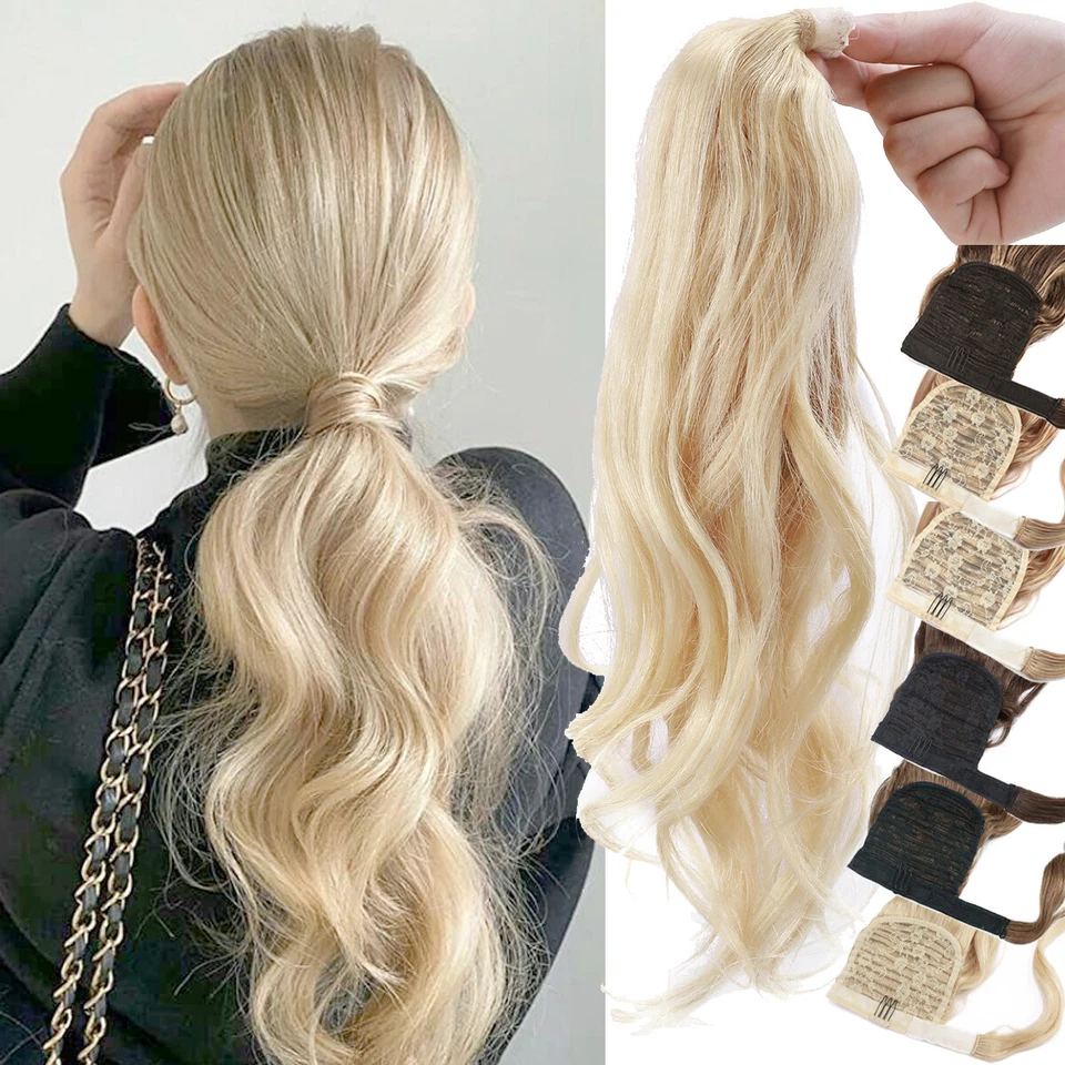 MARKENLOS Dick Echthaar Pferdeschwanz Zopf Clip In Remy Human Extensions Ponytail Glatt DE