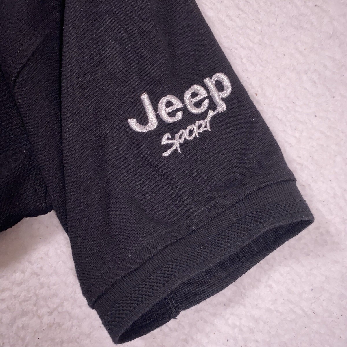 ★JEEP★ Pigment small logo man to man Jeep Polo Mens Small Black Embroidered Sport Logo Collar