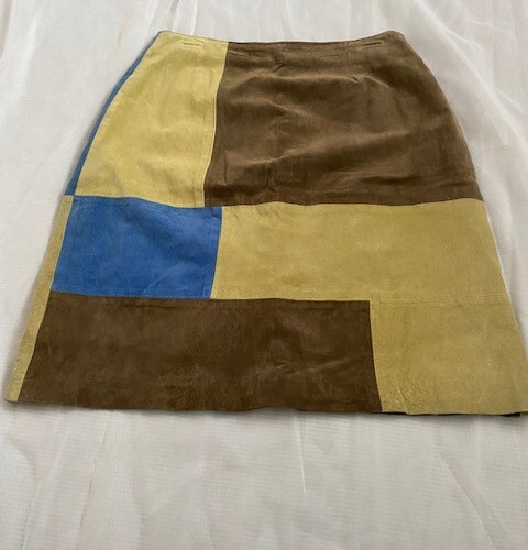 Clio Leather Patchwork Suede Multicolor A Line Sk… - image 1