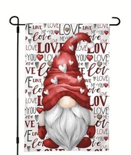 Gnome Valentine  s Day Love Garden Flag 12  X 18  Double Sided Fade Resistant