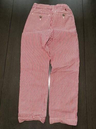 VTG Polo Ralph Lauren Seersucker Boy Pants Red White Striped Preppy Size 6 Read - Picture 3 of 6
