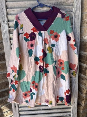 Tea Collection Floral Blooms Dress Sz 6 Purple Long Sleeves V Neck