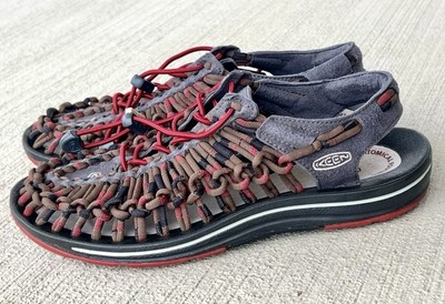 Keen Uneek Bungee Red Brown Stripes Athletic Sandal Shoes 