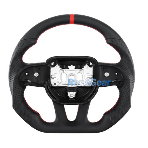 Full Leather Flat Sport Steering Wheel For Dodge Charger Challenger SRT 2015-25 - Picture 2 of 13