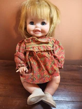Vintage 1967 Ideal TUBSY 18" Bath Baby Doll BT-18 SWEET SMILE, Blonde Hair Bangs