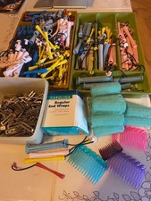Huge lot hair curlers brush perm rods, wraps, 160 pieces, granny core vintage