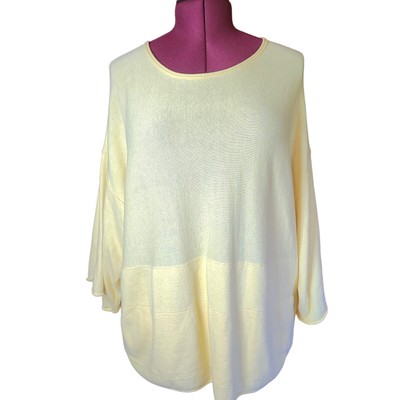 Purejill Oversized Pullover Sweater Womens Size M Cotton Cashmere Blend Yellow