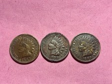 Lot of 3 Indian Head Pennies - 1897, 1898, 1899 - Circulated 19th Century Cents