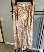 Free People Crushed Velvet Wide Leg Pants Blush Rose/Soft Gold Size XS