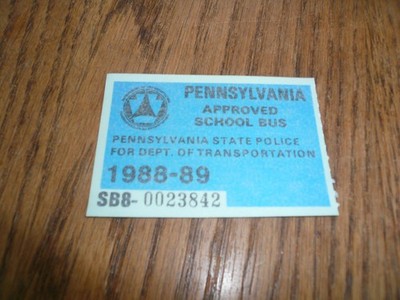 1988 - 89 Pennsylvania Inspection Sticker Pa Penna School Bus - Vintage