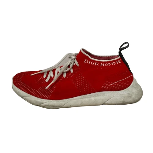 Auth Dior HOMME Baskets Homme Polyester Rouge Blanc