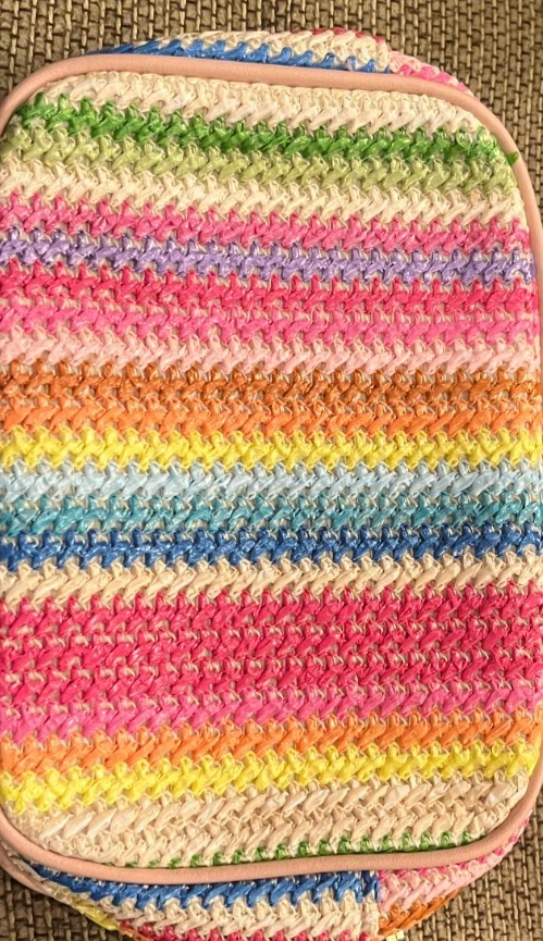 Bolsa tiracolo colorida listrada verão tecido com alça NOVA - Imagem 4 de 4