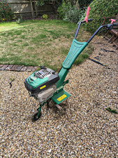 Petrol Garden Cultivator Soil Tiller Rotavator Wheeled Handles Green/Black