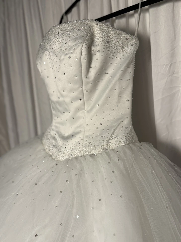 Mori Lee Wedding dress White Strapless Corset Beaded Princess Ball Gown - Image 4 of 4