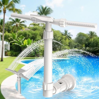 Pool Fountain for above and In-Ground Pools, Dual Spray Pool Waterfall Fountain
