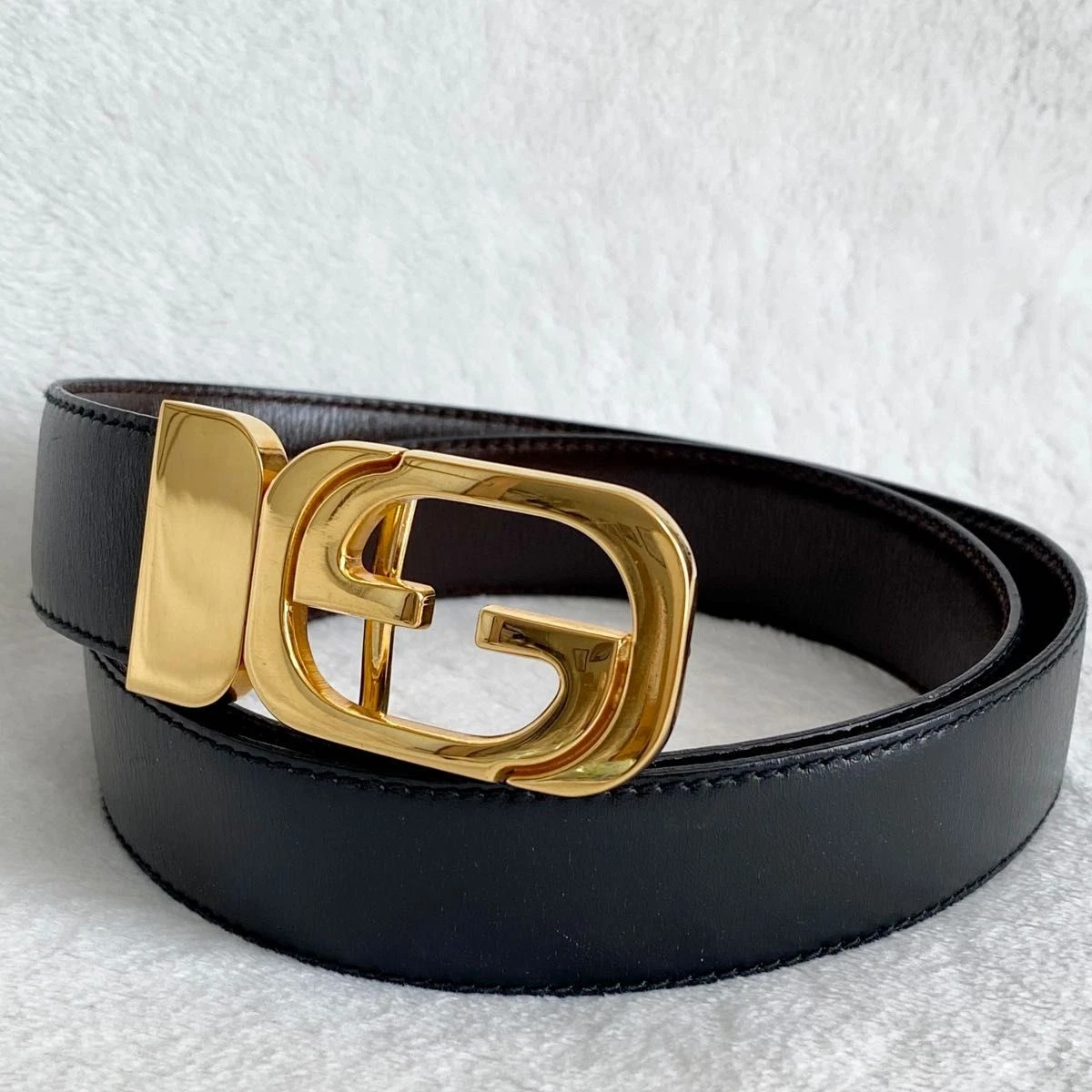 GUCCI Ancienne ceinture Gucci GG boucle cuir noir 108