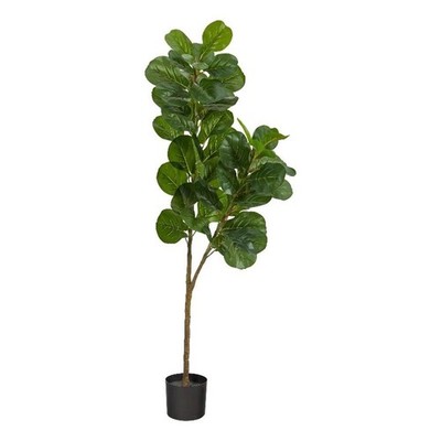 Nearly Natural 66'' Fiddle Leaf Fig Artificial Tree in Green/Black