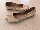 NWOT Lucky Brand Emmie Tan Cream Leather 8 Snake Print Ballet Flats Shoes