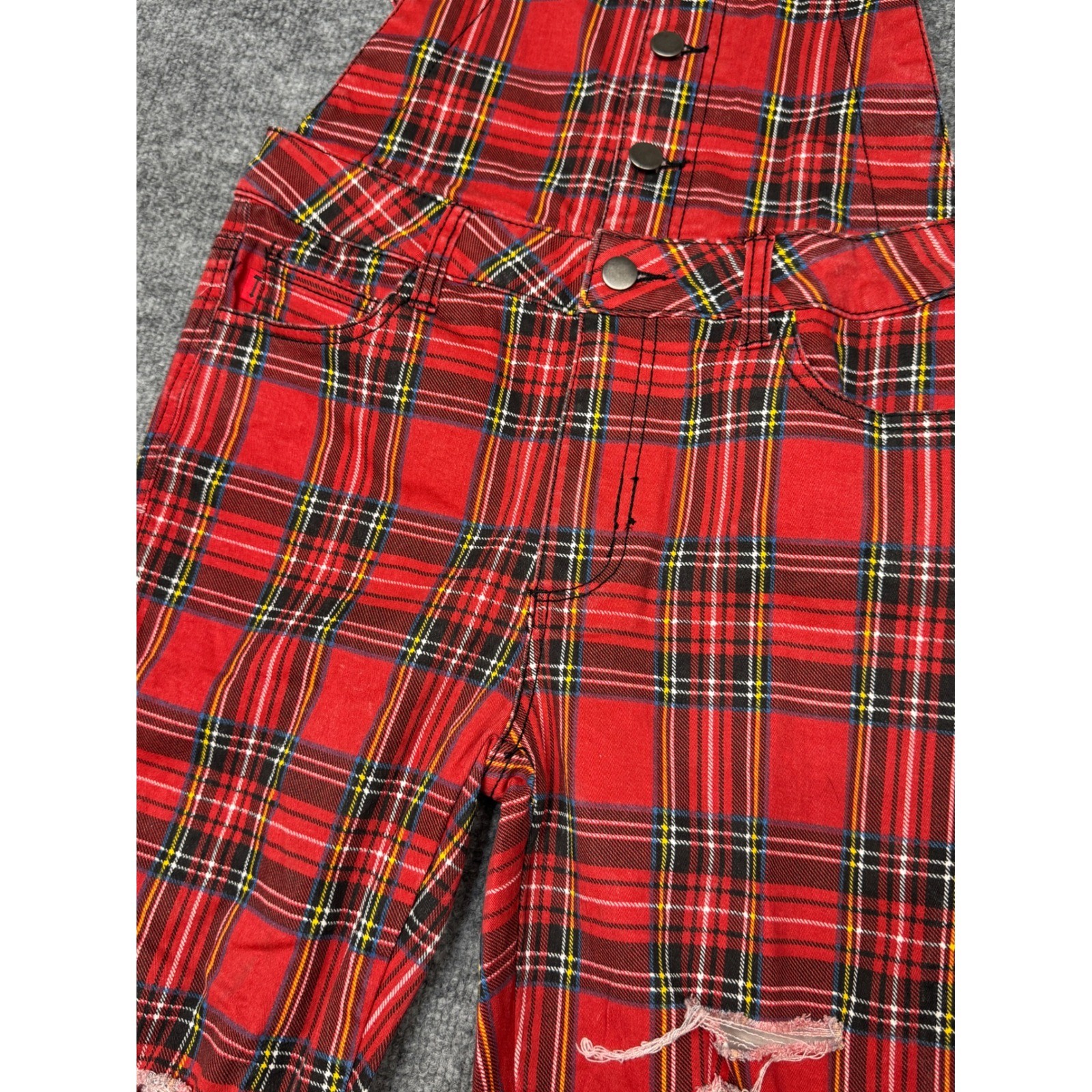 Y2K Tripp NYC Red Plaid Overalls 28/7| Vintage Daang Goodman Era, Very Rare image 6