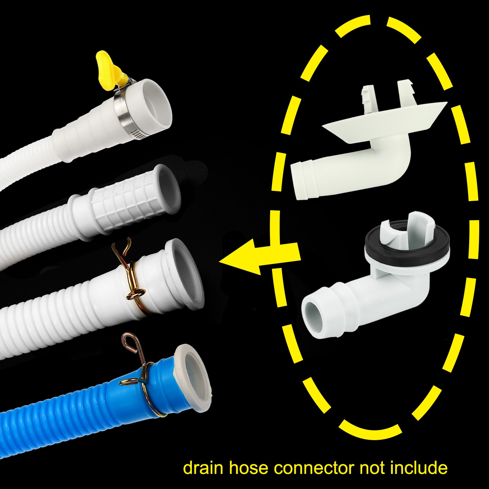 Universal Air Conditioner Drain Hose AC Units 16mm ID 4.9ft with Clamp White
