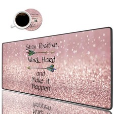 Desk Pad Mat Gaming Mouse Pads with Coasters, 31.5"x 11.8" Large Non-Slip Rub...