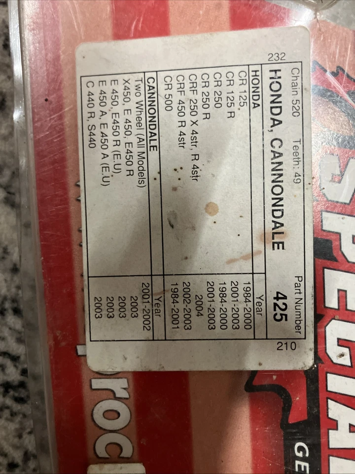 Piñón Especialistas Regar Piñón Moto Honda Cannondale Número de Pieza 425 Foto 3 de 4