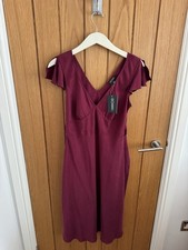 Hobbs Dress 12 100% Damson Francesca Washed Silk Dress New With Tags