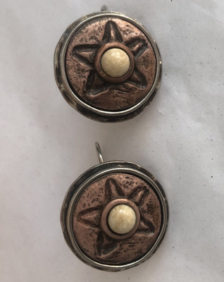 Vtg Robert Rose Earrings Western Star Starburst Lone star MCM 60-70's Copper