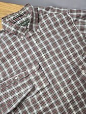Eddie Bauer Wrinkle Free Relaxed Fit Mens Plaid Button Down Shirt Size Large