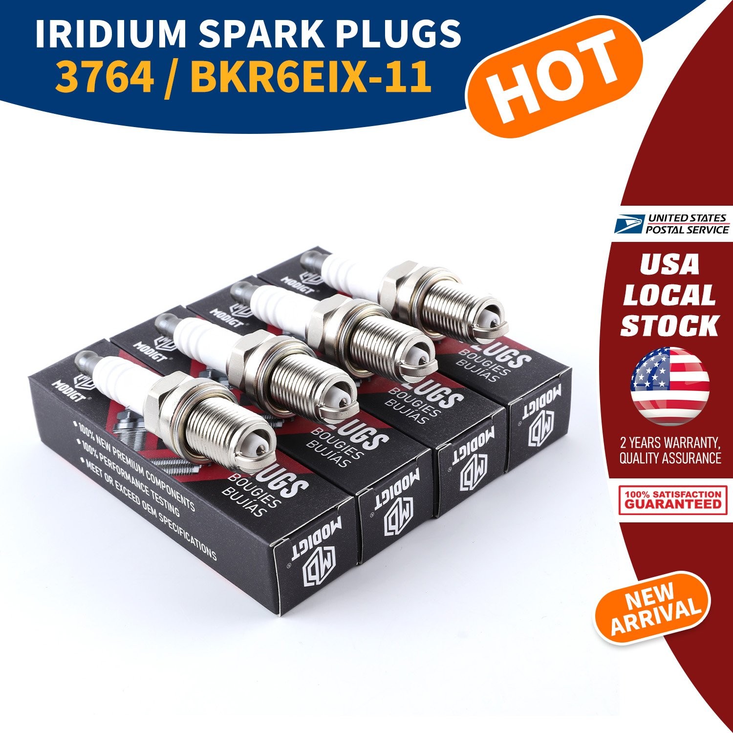 4PCS For NGK BKR6EIX11 3764 IRIDIUM Spark Plug FOR Nissan Mitsubishi Honda l4 US