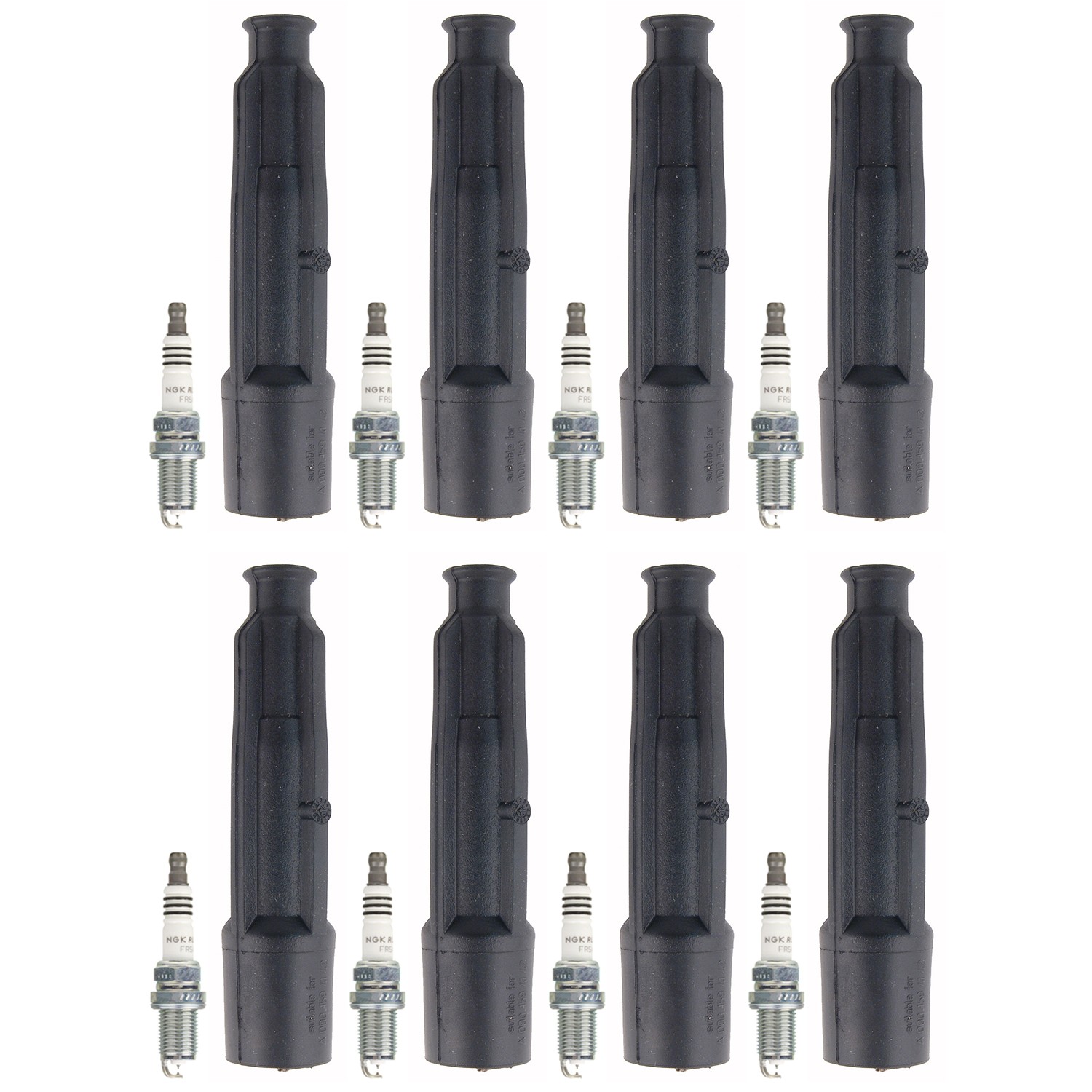 NGK 8 Ruthenium HX H. I. Spark Plugs 8 Coil Boots Kit for W140 E420 S420 S480 V8