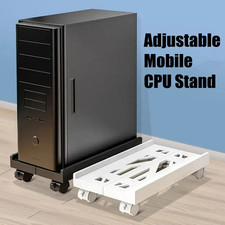 Adjustable CPU Stand with Wheels Under Desk PC Tower Holder 30kg Black/White