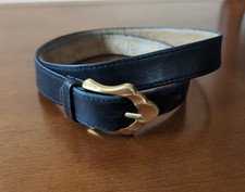 Liz Claiborne Black Leather Belt Gold Hardware 31 35" Vintage