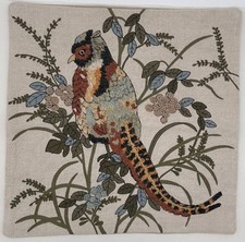 Pottery Barn Hazel Pheasant Embroidered Pillow Cover 20" x 20" Ivory Multi