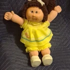Cabbage Patch Kids Play Doll 1982 Girl Brown Curly Hair Yellow Outfit
