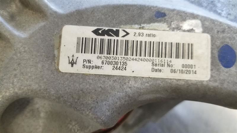 16 2016 MASERATI QUATTROPORTE GTS 3.8L REAR DIFFERENTIAL CHUNK CARRIER