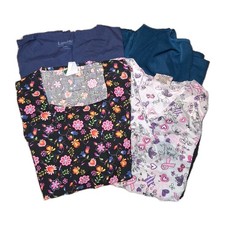 Womans Scrub Lot Of 4 size small solid butterfly floral cancer ribbons pre-owned