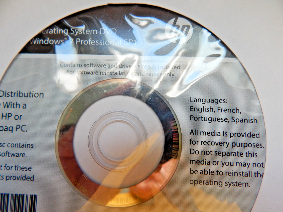 HP Operating System DVD - Windows 7 Pro SP1 64-bit 670233-DN7 No ...