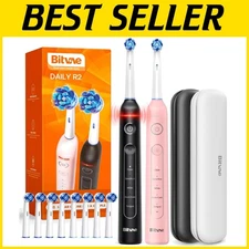 Rotating Power Toothbrush Duo, Black & Pink