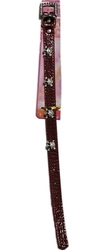 Bling Out Skull And Crossbone Dog Collar Size Medium, Color Burgundy