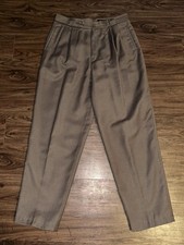 Vintage Giorgio Sant'Angelo Pants Womens 16 Brown Wool Pleated Dress Trousers