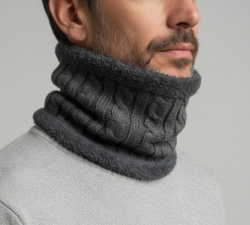 ACUSHLA Sciarpa Invernale Uomo – Scaldacollo In Pile E Lana Merino A Doppio Strato, Antivento - 2