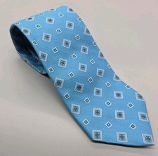 Brooks Brothers Jacquard Geometric Silk Tie Light Blue Classic 56  NWT